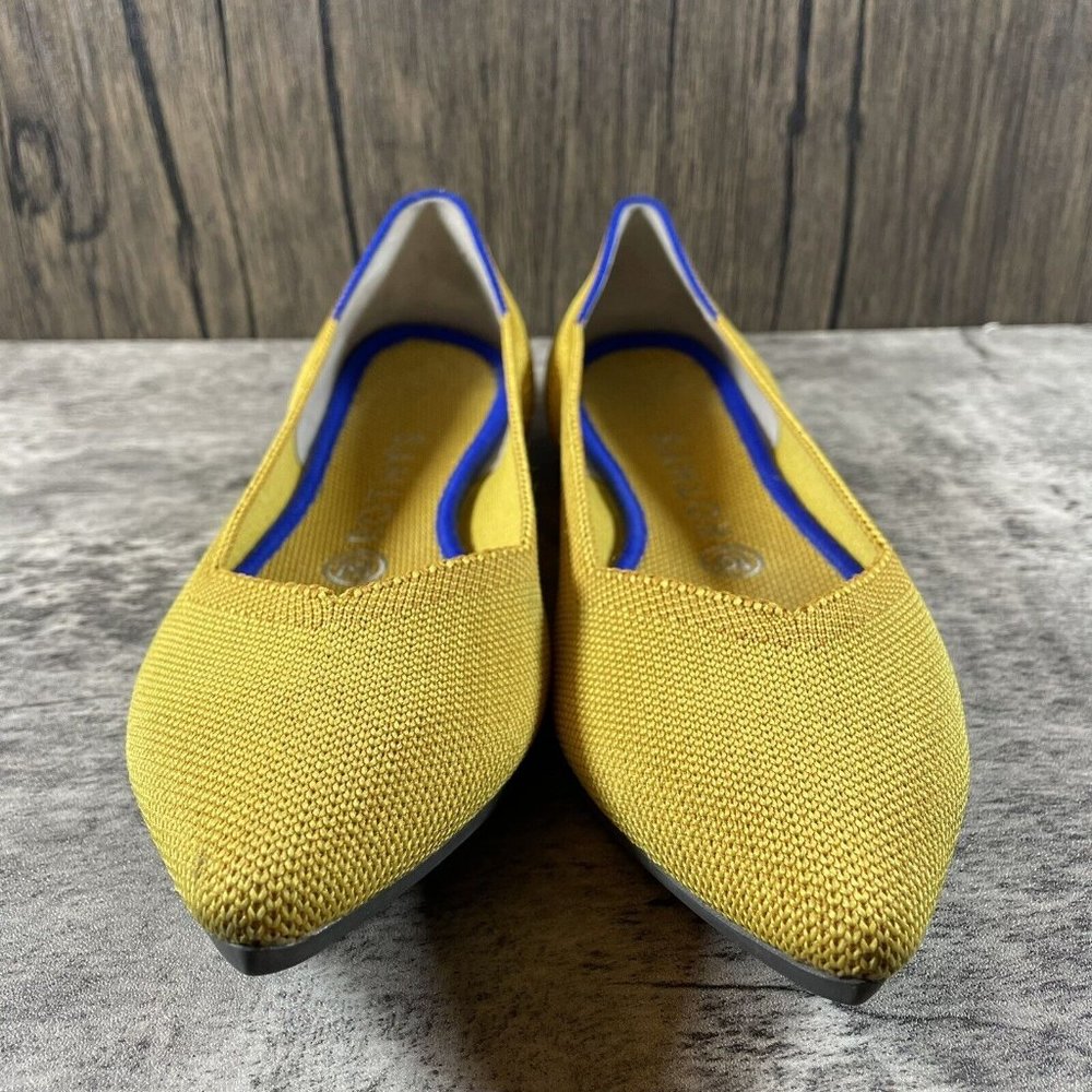 Rothy’s The Point Authentic Ballet Flats Marigold Yellow Knit Flats Size 8.5 - Picture 5 of 9